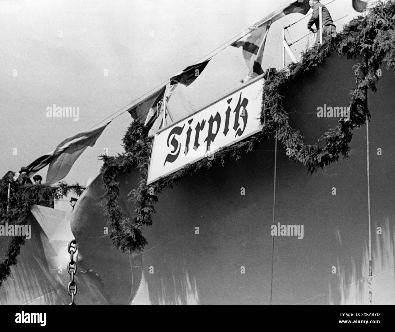 "La corazzata tedesca "Tirpitz": Lancio presso il cantiere navale Kriegsmarinewerft di Wilhelmshaven. [traduzione automatizzata]' Foto Stock