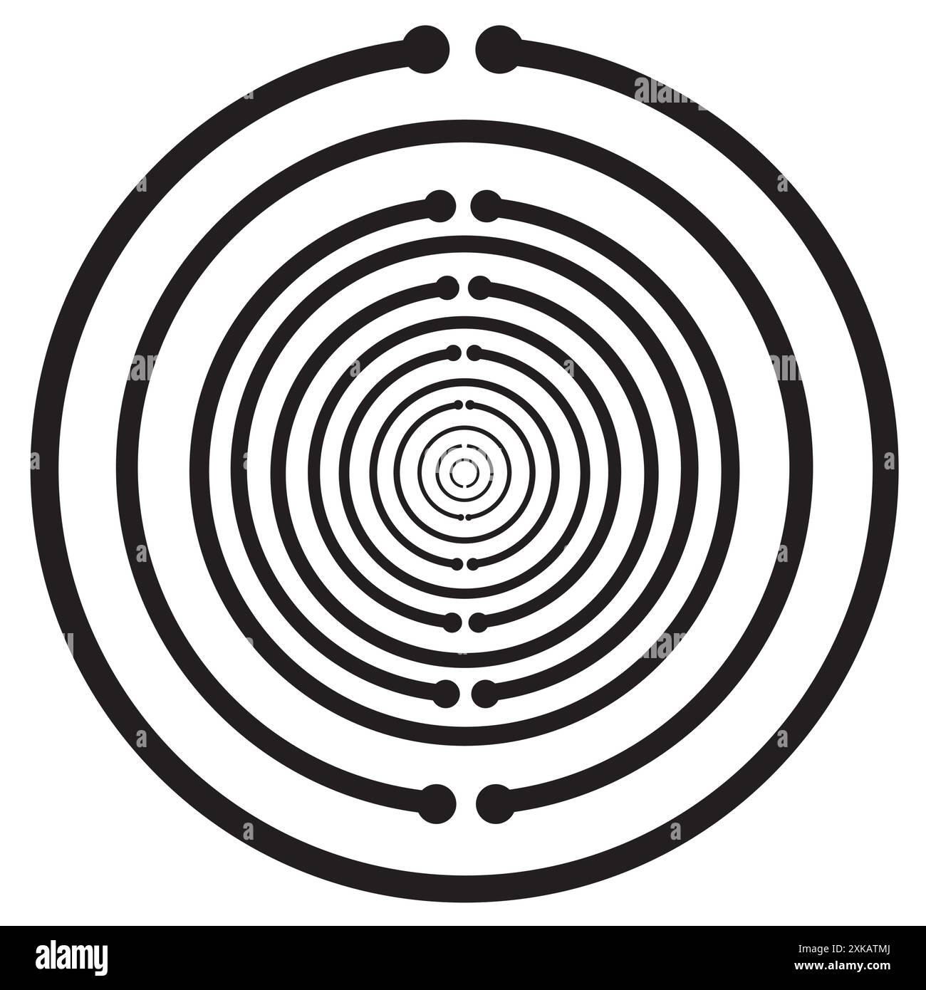 Antenna di risonanza oscillatore multionda, emettitore a onda scalare per l'armonizzazione - Design vettoriale - Nero su sfondo bianco Illustrazione Vettoriale