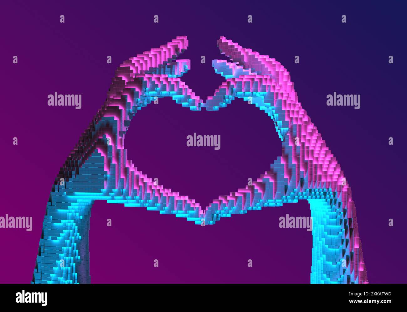 Mani a forma di cuore per arti digitali Foto Stock