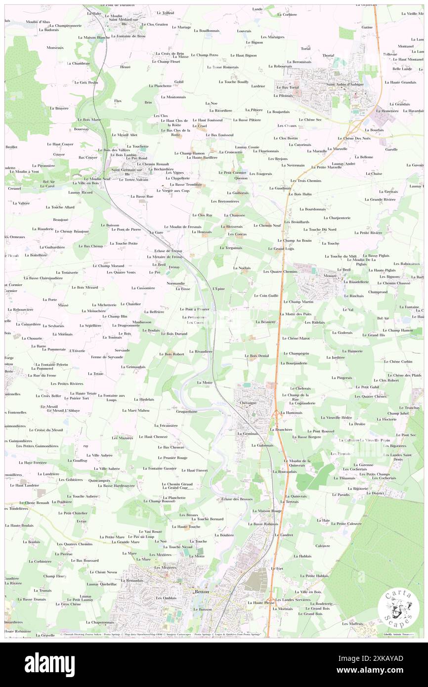 Chevaigne, Ille-et-Vilaine, FR, Francia, Bretagna, N 48 12' 42'', S 1 37' 46'', MAP, Cartascapes Map pubblicata nel 2024. Esplora Cartascapes, una mappa che rivela i diversi paesaggi, culture ed ecosistemi della Terra. Viaggia attraverso il tempo e lo spazio, scoprendo l'interconnessione del passato, del presente e del futuro del nostro pianeta. Foto Stock