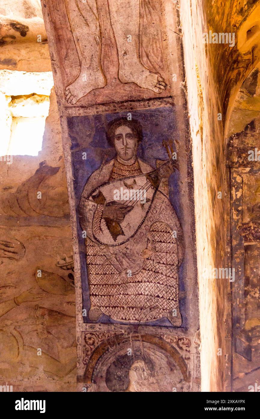 Qasr al-Amra, bagno turco al castello del deserto omayyade, 720-740 d.C., Giordania. Foto Stock