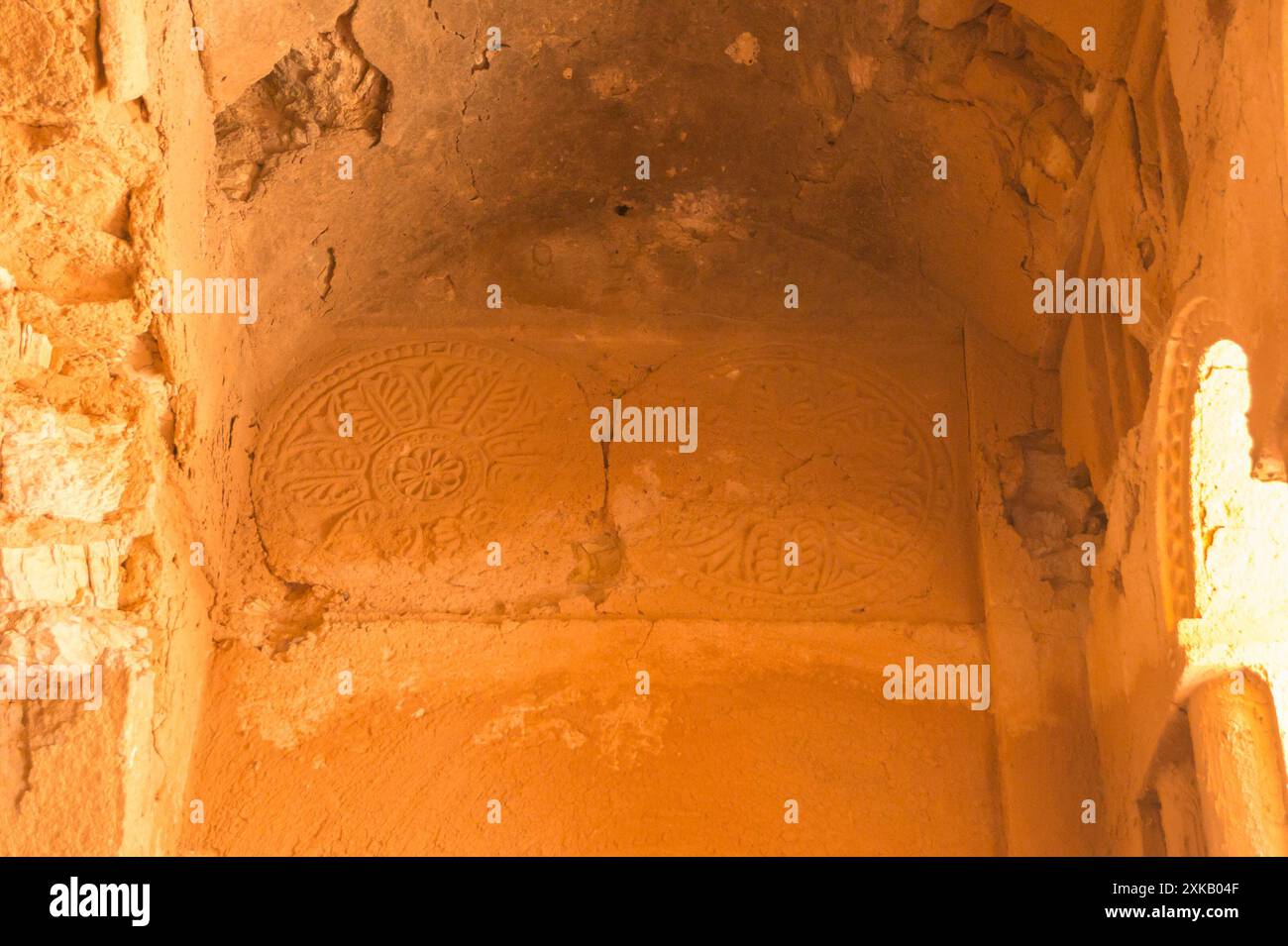 Qasr al-Harranah, castello del deserto omayyade, prima del 710 d.C., al-Azraq Highway, Giordania Foto Stock