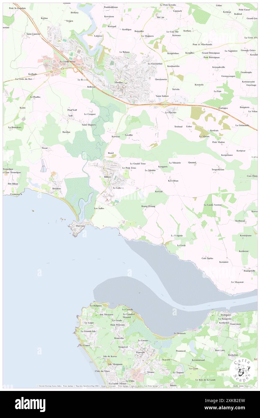 Billiers, Morbihan, FR, Francia, Bretagna, N 47 31' 54'', S 2 29' 21'', mappa, Cartascapes Map pubblicata nel 2024. Esplora Cartascapes, una mappa che rivela i diversi paesaggi, culture ed ecosistemi della Terra. Viaggia attraverso il tempo e lo spazio, scoprendo l'interconnessione del passato, del presente e del futuro del nostro pianeta. Foto Stock