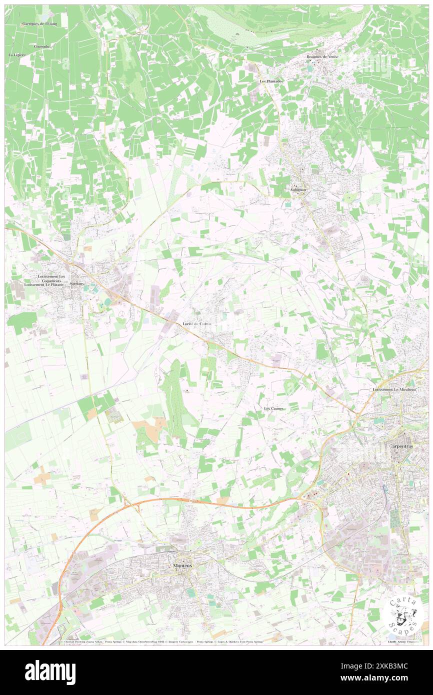 Loriol-du-Comtat, Vaucluse, FR, Francia, Provence-Alpes-Côte d'Azur, N 44 4' 35'', N 5 0' 2'', MAP, Cartascapes Map pubblicata nel 2024. Esplora Cartascapes, una mappa che rivela i diversi paesaggi, culture ed ecosistemi della Terra. Viaggia attraverso il tempo e lo spazio, scoprendo l'interconnessione del passato, del presente e del futuro del nostro pianeta. Foto Stock