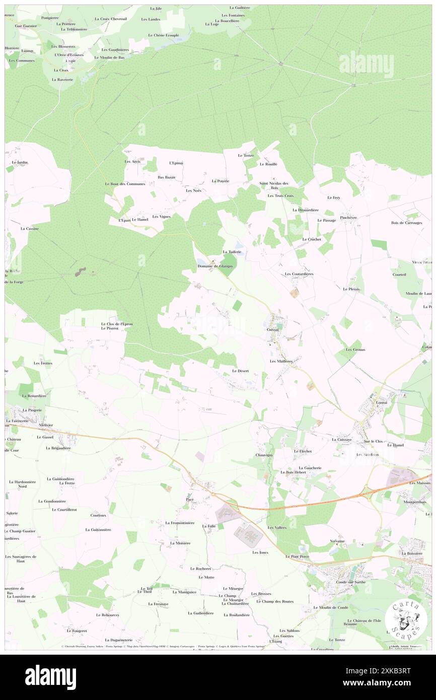 Cuissai, Orne, FR, Francia, Normandia, N 48 28' 14'', N 0 0' 57'', MAP, Cartascapes Map pubblicata nel 2024. Esplora Cartascapes, una mappa che rivela i diversi paesaggi, culture ed ecosistemi della Terra. Viaggia attraverso il tempo e lo spazio, scoprendo l'interconnessione del passato, del presente e del futuro del nostro pianeta. Foto Stock