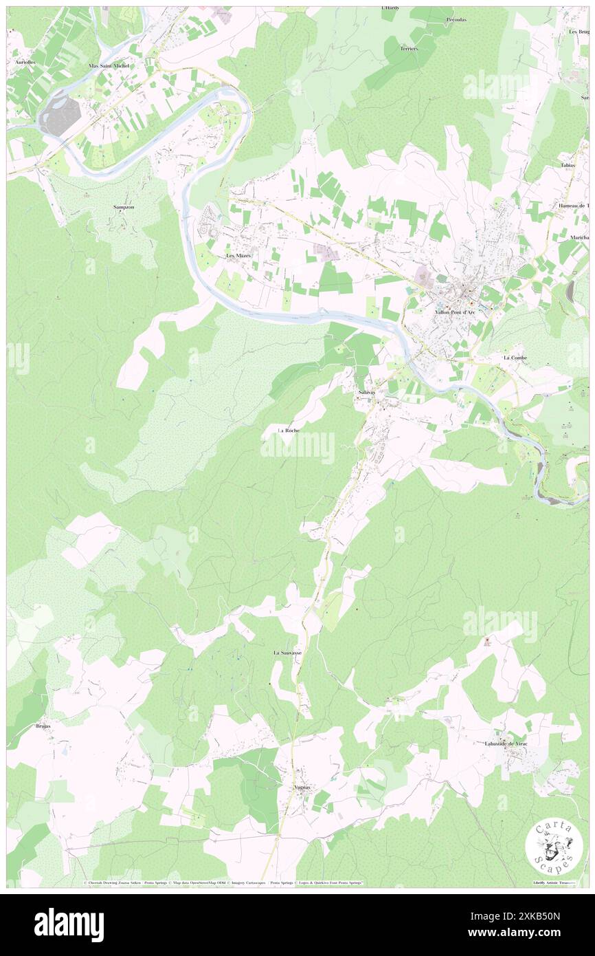 Salavas, Ardèche, FR, Francia, Auvergne-Rhône-Alpes, N 44 23' 39'', N 4 22' 45'', MAP, Cartascapes Map pubblicata nel 2024. Esplora Cartascapes, una mappa che rivela i diversi paesaggi, culture ed ecosistemi della Terra. Viaggia attraverso il tempo e lo spazio, scoprendo l'interconnessione del passato, del presente e del futuro del nostro pianeta. Foto Stock