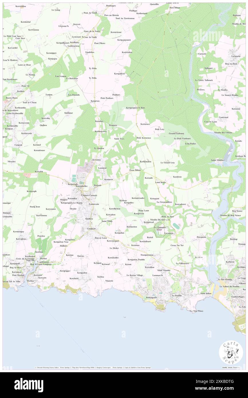 Clohars-Carnoet, Finistère, FR, Francia, Bretagna, N 47 47' 44'', S 3 35' 8'', MAP, Cartascapes Map pubblicata nel 2024. Esplora Cartascapes, una mappa che rivela i diversi paesaggi, culture ed ecosistemi della Terra. Viaggia attraverso il tempo e lo spazio, scoprendo l'interconnessione del passato, del presente e del futuro del nostro pianeta. Foto Stock