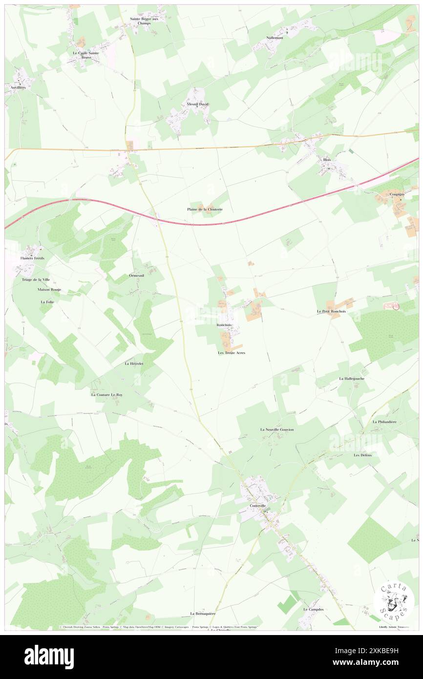 Ronchois, Seine-Maritime, FR, Francia, Normandia, N 49 43' 23'', N 1 37' 38'', MAP, Cartascapes Map pubblicata nel 2024. Esplora Cartascapes, una mappa che rivela i diversi paesaggi, culture ed ecosistemi della Terra. Viaggia attraverso il tempo e lo spazio, scoprendo l'interconnessione del passato, del presente e del futuro del nostro pianeta. Foto Stock