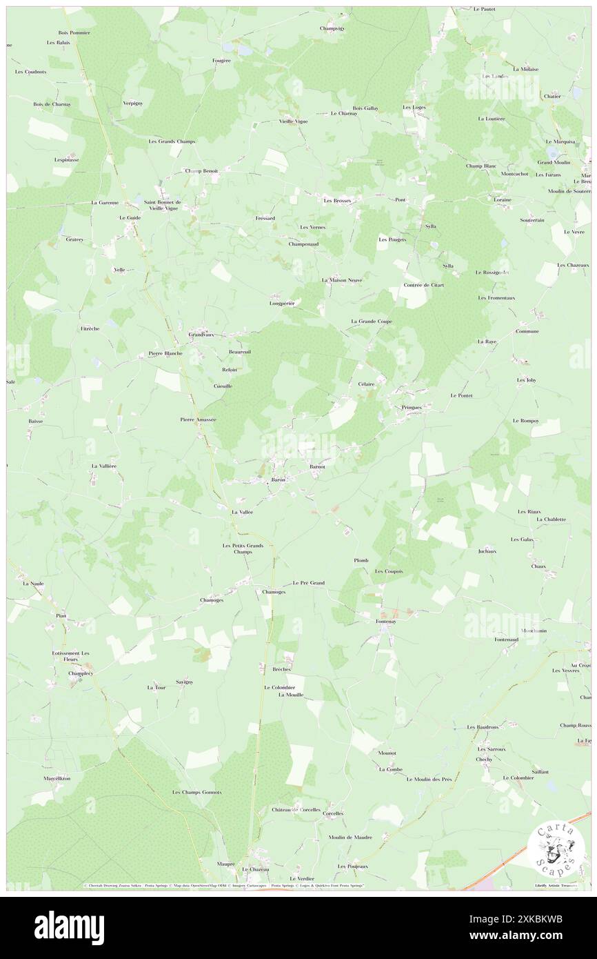 Barone, Saône-et-Loire, FR, Francia, Borgogna-Franca Contea, N 46 29' 34'', N 4 16' 42'', MAP, Cartascapes Map pubblicata nel 2024. Esplora Cartascapes, una mappa che rivela i diversi paesaggi, culture ed ecosistemi della Terra. Viaggia attraverso il tempo e lo spazio, scoprendo l'interconnessione del passato, del presente e del futuro del nostro pianeta. Foto Stock