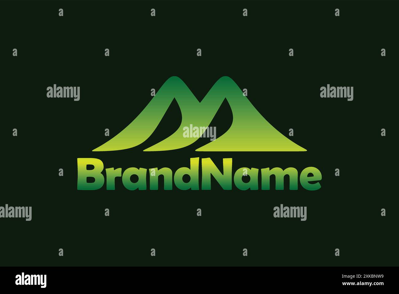 Modello vettoriale del logo Mountain. Concetto di logotipo Green Mountain. Illustrazione Vettoriale