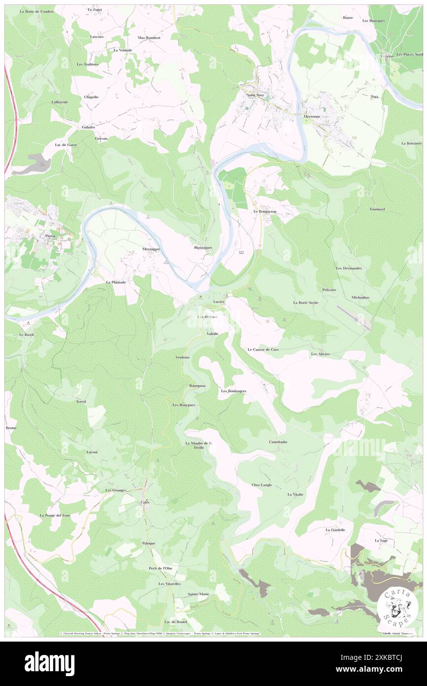 Lacave, Lot, FR, Francia, Occitanie, N 44 50' 39'', N 1 33' 29'', MAP, Cartascapes Map pubblicata nel 2024. Esplora Cartascapes, una mappa che rivela i diversi paesaggi, culture ed ecosistemi della Terra. Viaggia attraverso il tempo e lo spazio, scoprendo l'interconnessione del passato, del presente e del futuro del nostro pianeta. Foto Stock