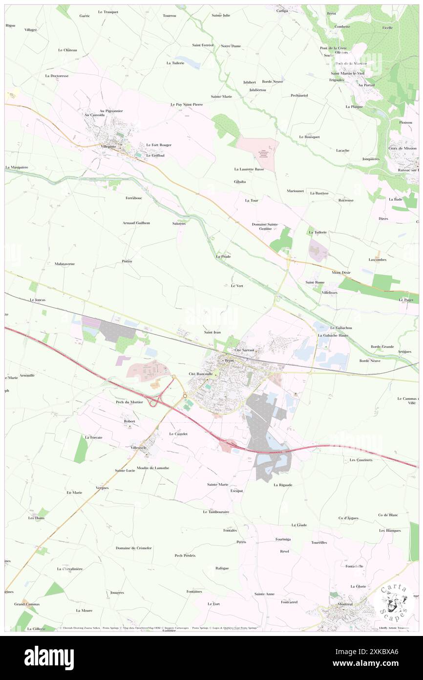 Bram, Aude, FR, Francia, Occitanie, N 43 14' 34'', N 2 6' 52'', MAP, Cartascapes Map pubblicata nel 2024. Esplora Cartascapes, una mappa che rivela i diversi paesaggi, culture ed ecosistemi della Terra. Viaggia attraverso il tempo e lo spazio, scoprendo l'interconnessione del passato, del presente e del futuro del nostro pianeta. Foto Stock