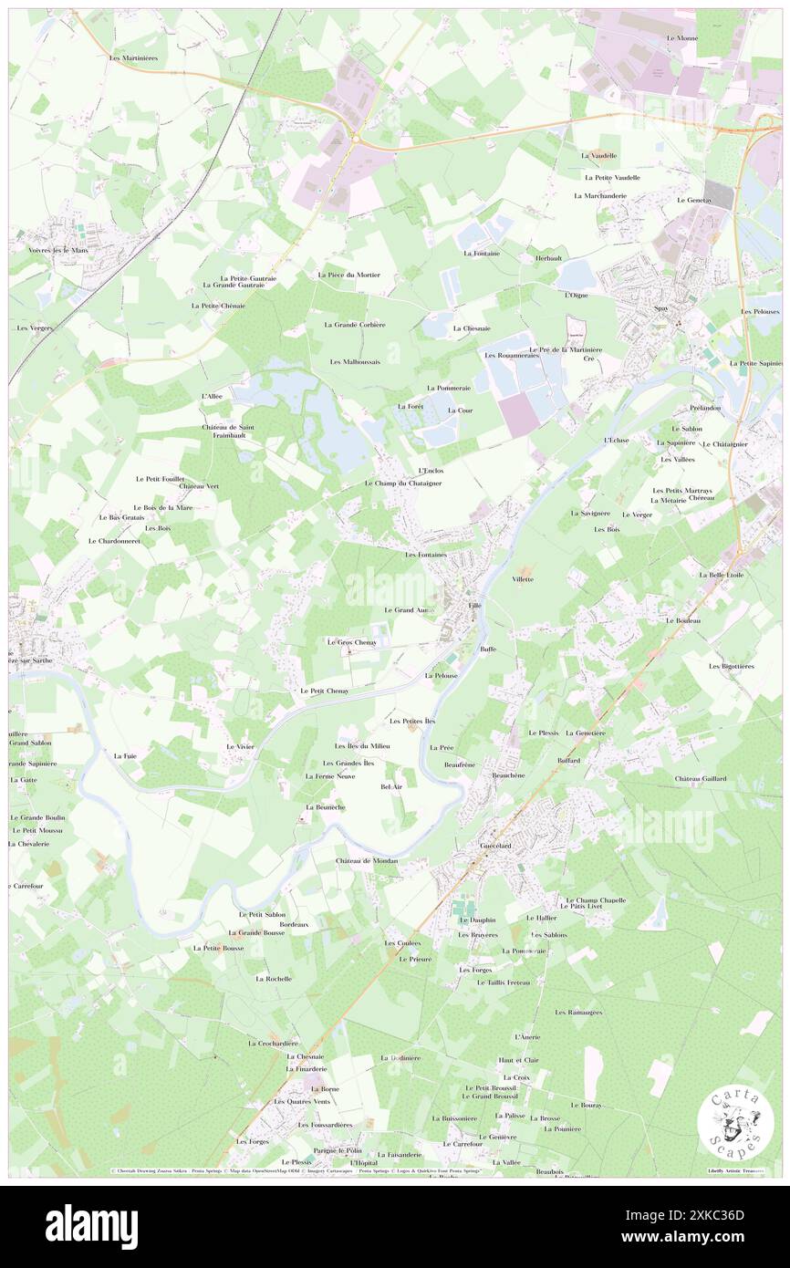 Fille, Sarthe, FR, Francia, Pays de la Loire, N 47 53' 54'', N 0 7' 27'', mappa, Cartascapes Mappa pubblicata nel 2024. Esplora Cartascapes, una mappa che rivela i diversi paesaggi, culture ed ecosistemi della Terra. Viaggia attraverso il tempo e lo spazio, scoprendo l'interconnessione del passato, del presente e del futuro del nostro pianeta. Foto Stock