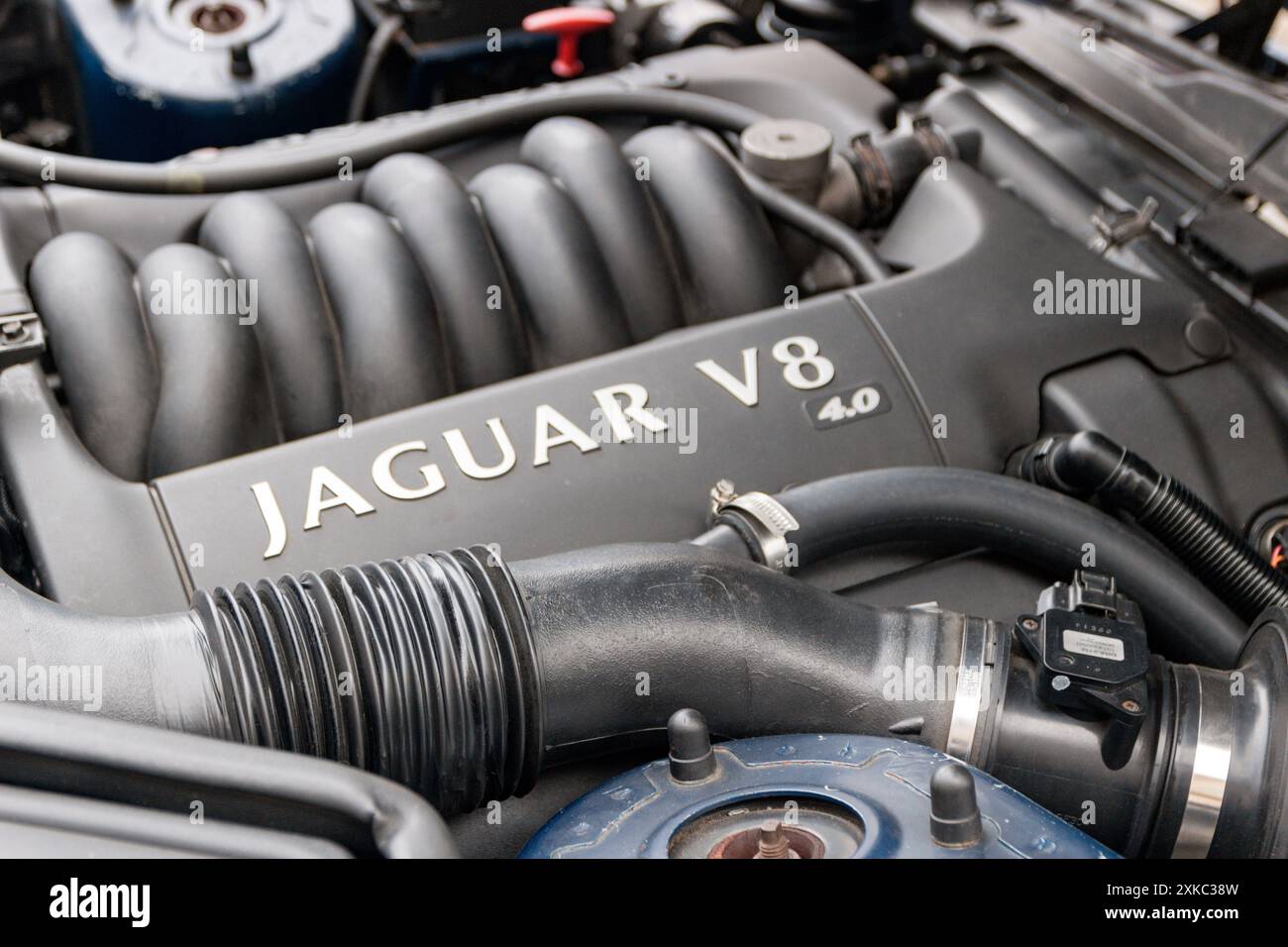 Motore Jaguar V8. Fleetwood tram domenica 2024. Foto Stock