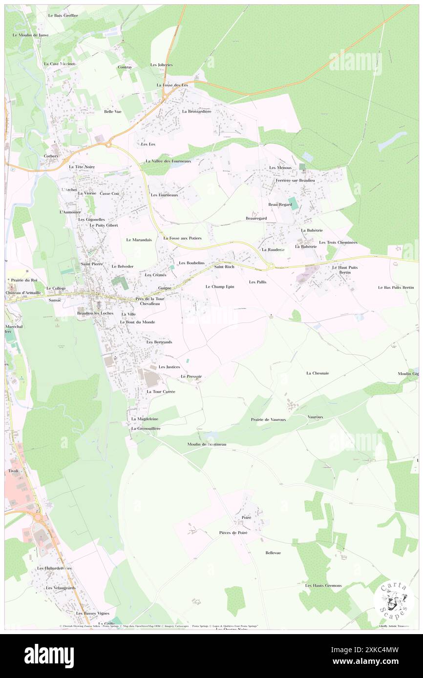 Beaulieu-les-Loches, Indre-et-Loire, FR, Francia, Centro, N 47 7' 42'', N 1 0' 57'', MAP, Cartascapes Map pubblicata nel 2024. Esplora Cartascapes, una mappa che rivela i diversi paesaggi, culture ed ecosistemi della Terra. Viaggia attraverso il tempo e lo spazio, scoprendo l'interconnessione del passato, del presente e del futuro del nostro pianeta. Foto Stock