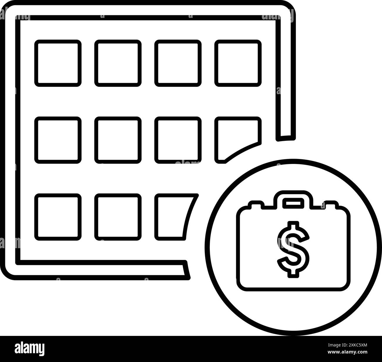 Icona giorno calendario dollaro. progettare l'illustrazione vettoriale del modello per scopi grafici e web design o commerciali. Illustrazione Vettoriale