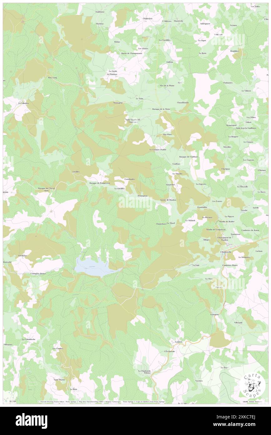 Arzenc-de-Randon, Lozère, FR, Francia, Occitanie, N 44 39' 41'', N 3 37' 56'', MAP, Cartascapes Map pubblicata nel 2024. Esplora Cartascapes, una mappa che rivela i diversi paesaggi, culture ed ecosistemi della Terra. Viaggia attraverso il tempo e lo spazio, scoprendo l'interconnessione del passato, del presente e del futuro del nostro pianeta. Foto Stock