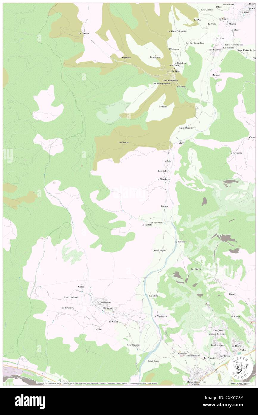 Barras, Alpes-de-Haute-Provence, FR, Francia, Provence-Alpes-Côte d'Azur, N 44 6' 17'', N 6 6' 47'', MAP, Cartascapes Map pubblicata nel 2024. Esplora Cartascapes, una mappa che rivela i diversi paesaggi, culture ed ecosistemi della Terra. Viaggia attraverso il tempo e lo spazio, scoprendo l'interconnessione del passato, del presente e del futuro del nostro pianeta. Foto Stock