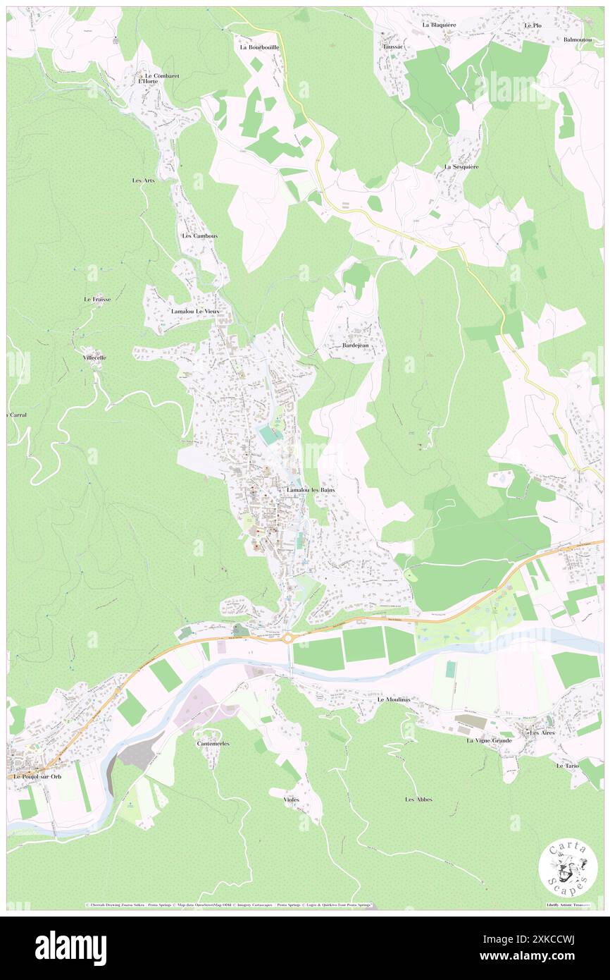 Lamalou-les-Bains, Hérault, FR, Francia, Occitanie, N 43 35' 50'', N 3 4' 46'', MAP, Cartascapes Map pubblicata nel 2024. Esplora Cartascapes, una mappa che rivela i diversi paesaggi, culture ed ecosistemi della Terra. Viaggia attraverso il tempo e lo spazio, scoprendo l'interconnessione del passato, del presente e del futuro del nostro pianeta. Foto Stock