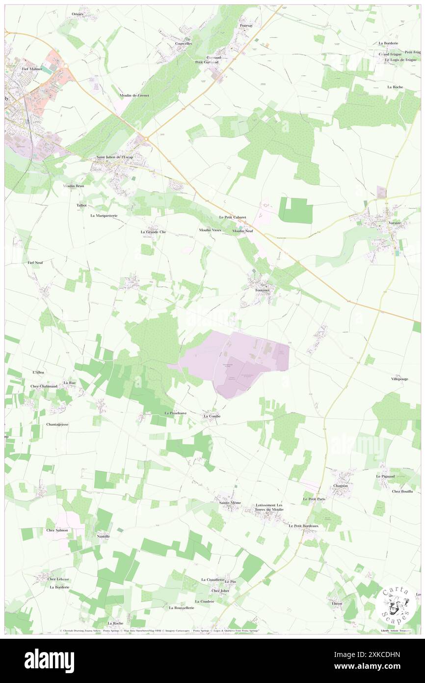 Fontenet, Charente-Maritime, FR, Francia, Nouvelle-Aquitaine, N 45 54' 45'', S 0 27' 12'', MAP, Cartascapes Map pubblicata nel 2024. Esplora Cartascapes, una mappa che rivela i diversi paesaggi, culture ed ecosistemi della Terra. Viaggia attraverso il tempo e lo spazio, scoprendo l'interconnessione del passato, del presente e del futuro del nostro pianeta. Foto Stock