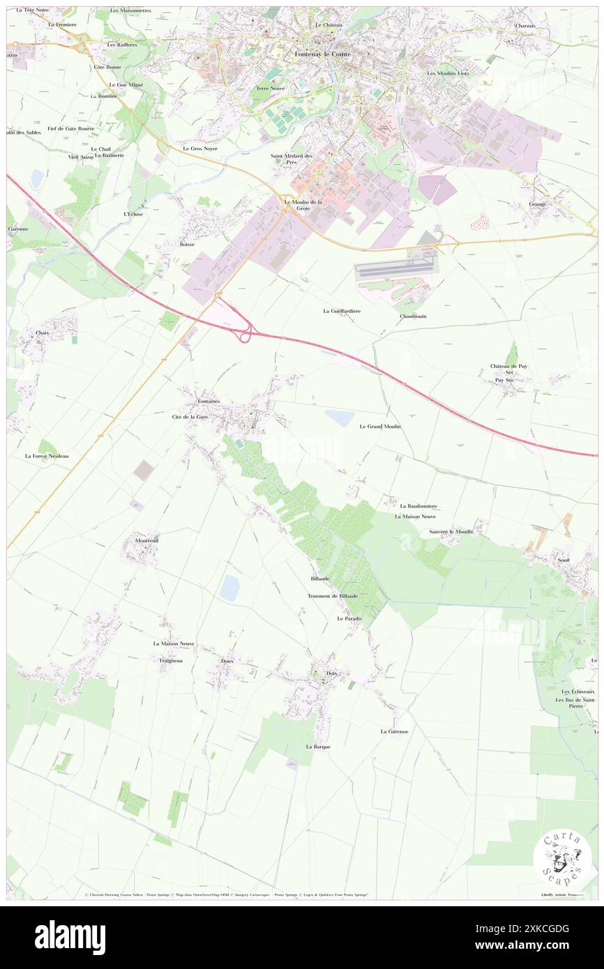 Fontaines, Vendée, FR, Francia, Pays de la Loire, N 46 25' 28'', S 0 49' 37'', mappa, Cartascapes Mappa pubblicata nel 2024. Esplora Cartascapes, una mappa che rivela i diversi paesaggi, culture ed ecosistemi della Terra. Viaggia attraverso il tempo e lo spazio, scoprendo l'interconnessione del passato, del presente e del futuro del nostro pianeta. Foto Stock