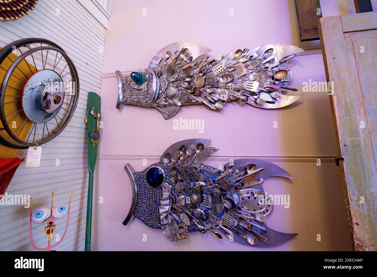 S.D. Meadows Folk Art Gallery in Palestine, Illinois, USA. L'arte di Meadows è fatta principalmente di materiale riciclato. Foto Stock