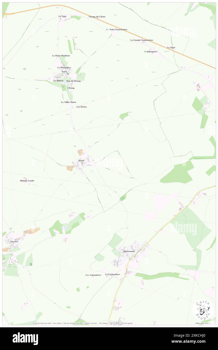 Panon, Sarthe, FR, Francia, Pays de la Loire, N 48 20' 18'', N 0 17' 40'', mappa, Cartascapes Mappa pubblicata nel 2024. Esplora Cartascapes, una mappa che rivela i diversi paesaggi, culture ed ecosistemi della Terra. Viaggia attraverso il tempo e lo spazio, scoprendo l'interconnessione del passato, del presente e del futuro del nostro pianeta. Foto Stock