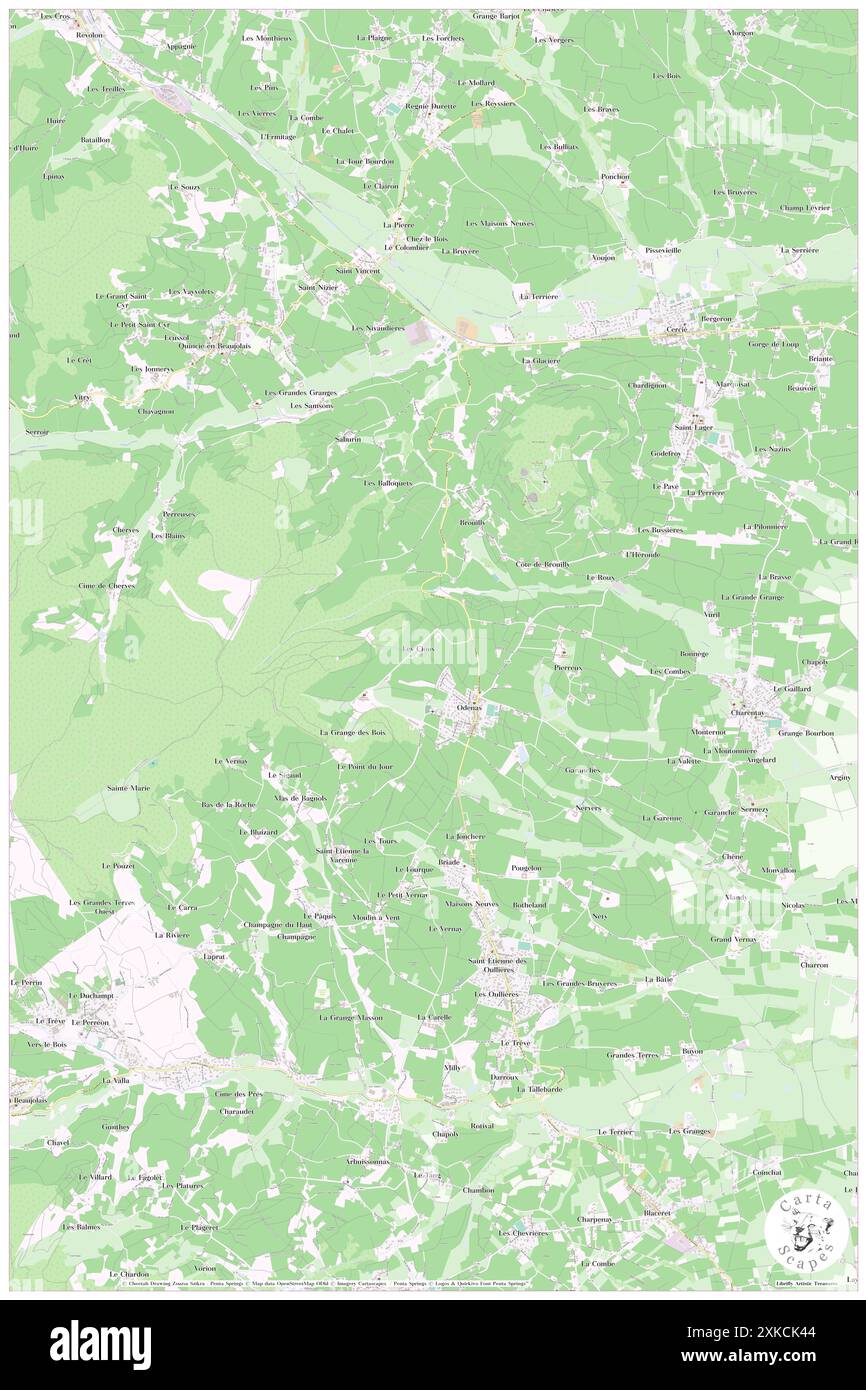 Odenas, Rhône, FR, Francia, Auvergne-Rhône-Alpes, N 46 5' 17'', N 4 38' 48'', MAP, Cartascapes Map pubblicata nel 2024. Esplora Cartascapes, una mappa che rivela i diversi paesaggi, culture ed ecosistemi della Terra. Viaggia attraverso il tempo e lo spazio, scoprendo l'interconnessione del passato, del presente e del futuro del nostro pianeta. Foto Stock