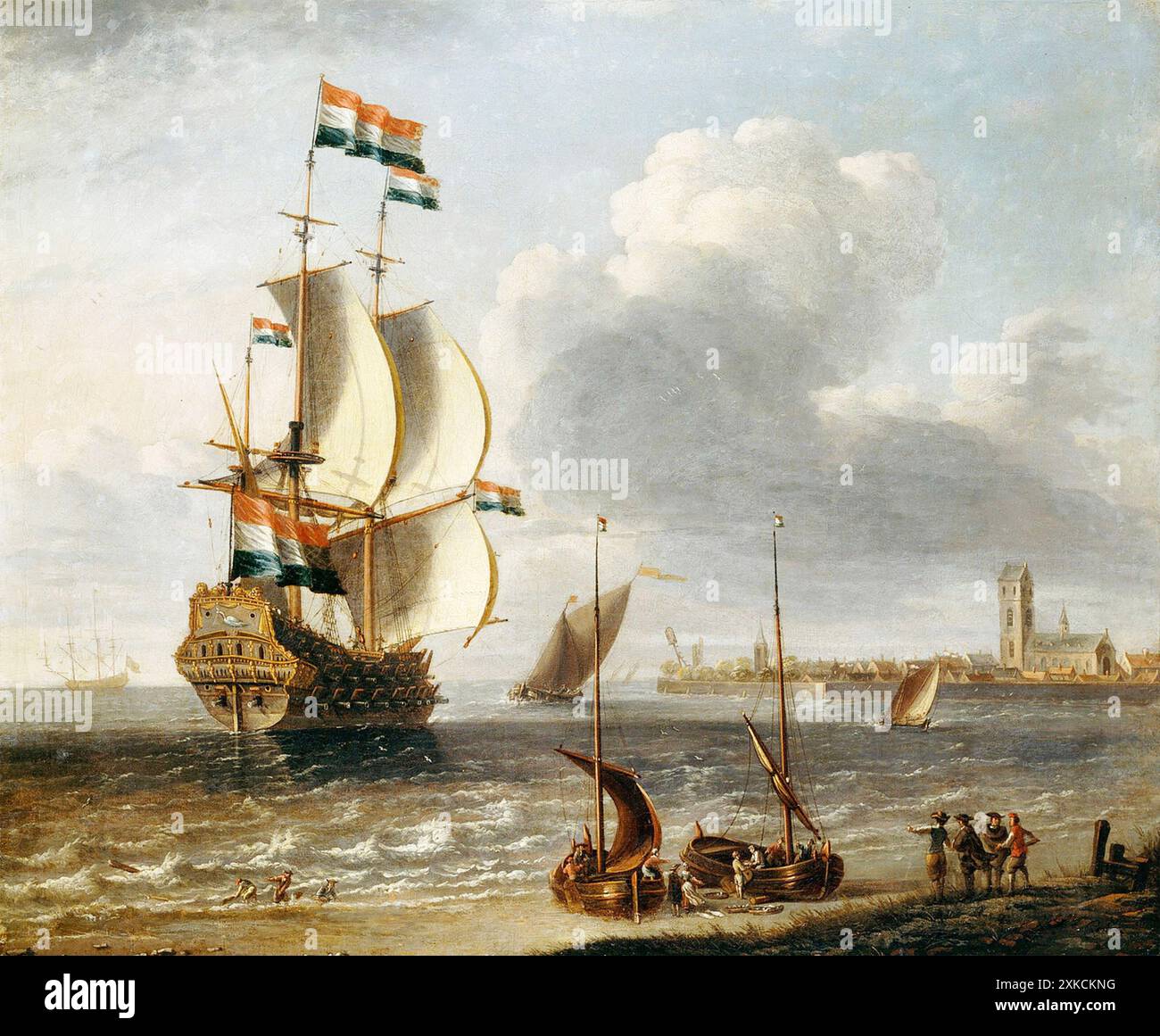 LA COMPAGNIA OLANDESE DELLE INDIE ORIENTALI una delle loro navi al largo di Hoorn nei Paesi Bassi intorno al 1680 Foto Stock