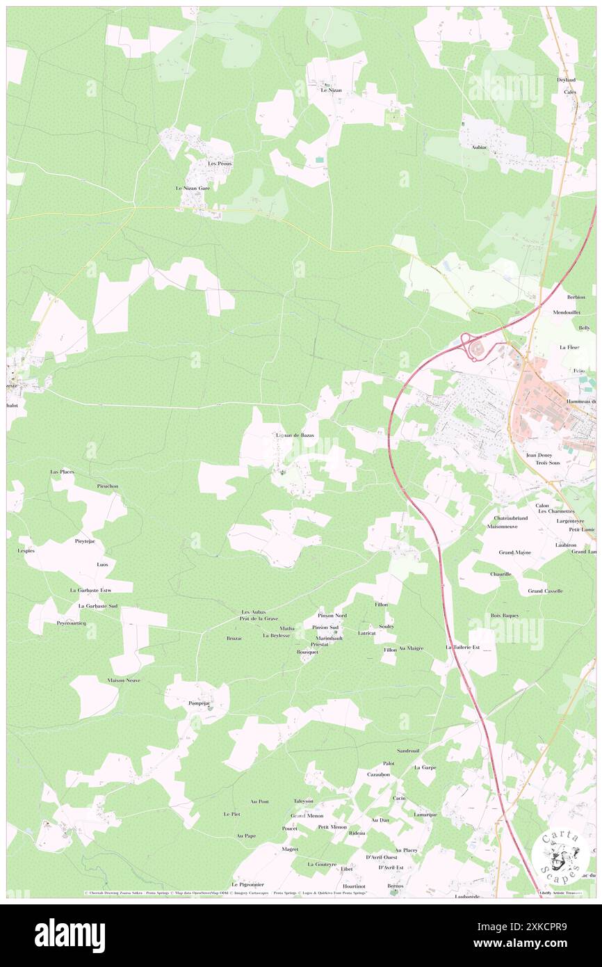 Lignan-de-Bazas, Gironde, FR, Francia, Nouvelle-Aquitaine, N 44 25' 51'', S 0 16' 42'', MAP, Cartascapes Map pubblicata nel 2024. Esplora Cartascapes, una mappa che rivela i diversi paesaggi, culture ed ecosistemi della Terra. Viaggia attraverso il tempo e lo spazio, scoprendo l'interconnessione del passato, del presente e del futuro del nostro pianeta. Foto Stock