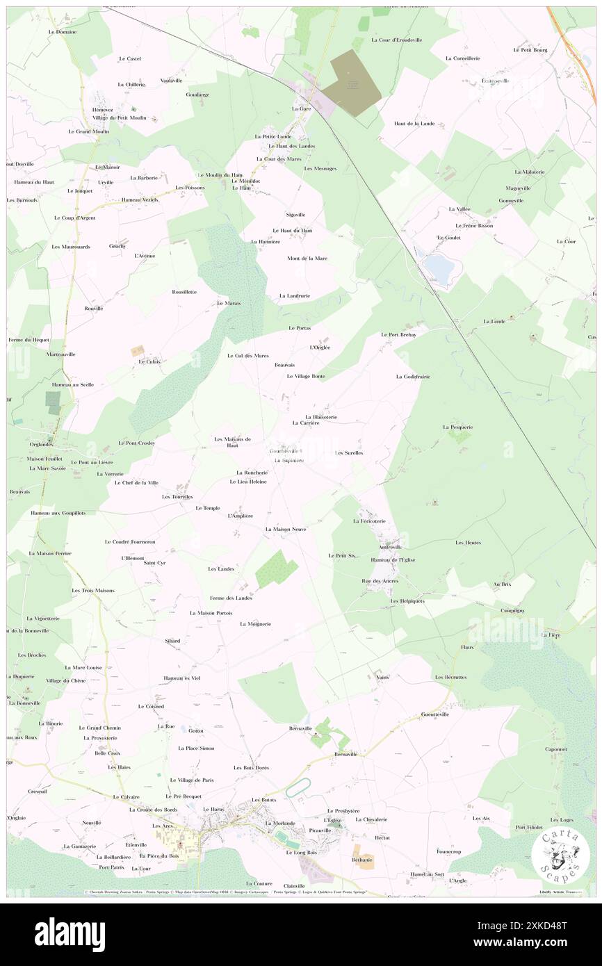 Gourbesville, Manche, FR, Francia, Normandia, N 49 25' 14'', S 1 24' 35''', MAP, Cartascapes Map pubblicata nel 2024. Esplora Cartascapes, una mappa che rivela i diversi paesaggi, culture ed ecosistemi della Terra. Viaggia attraverso il tempo e lo spazio, scoprendo l'interconnessione del passato, del presente e del futuro del nostro pianeta. Foto Stock