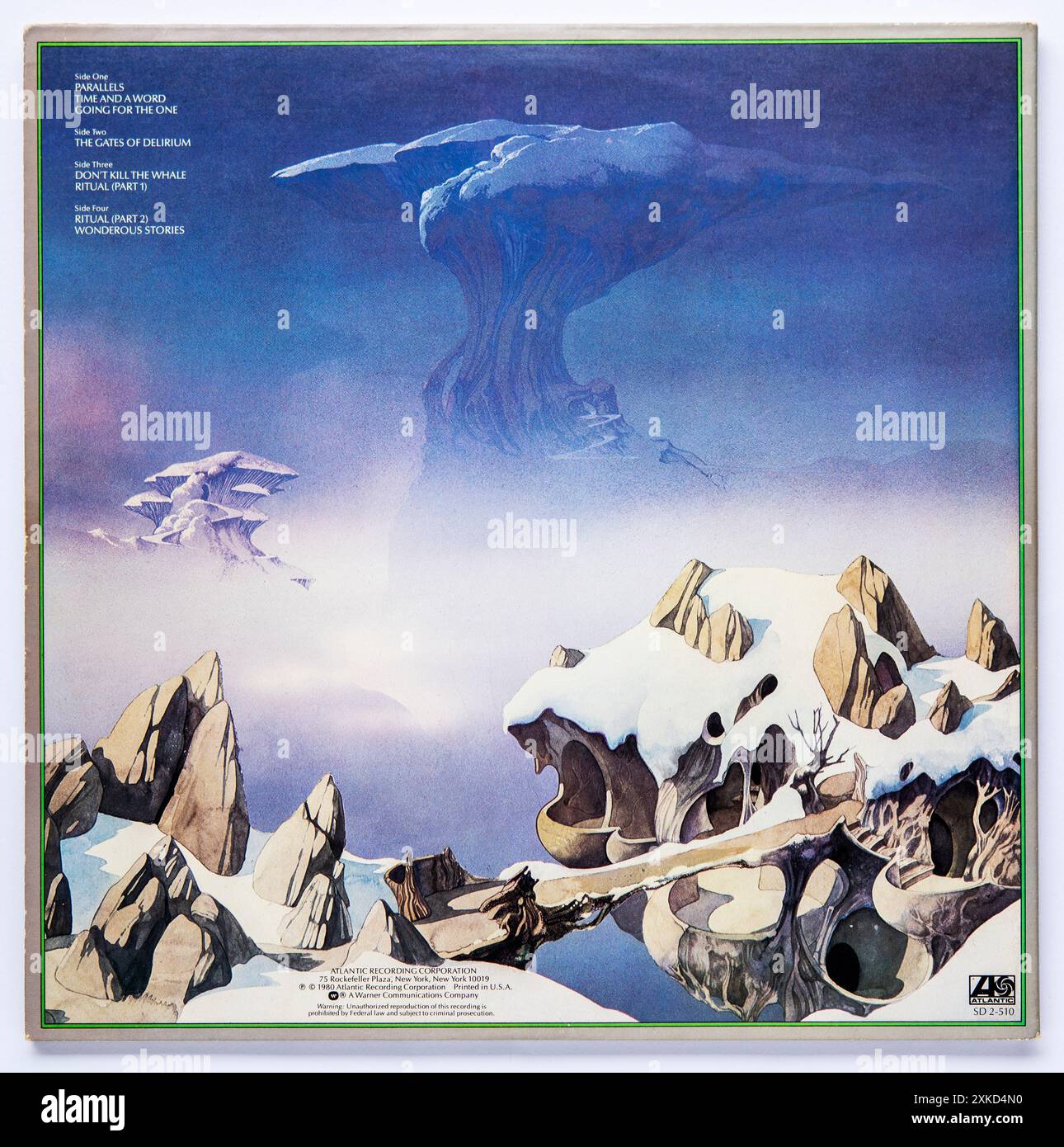 Back cover di Yesshows, il secondo album dal vivo del gruppo progressive rock inglese Yes, pubblicato nel 1980 Foto Stock