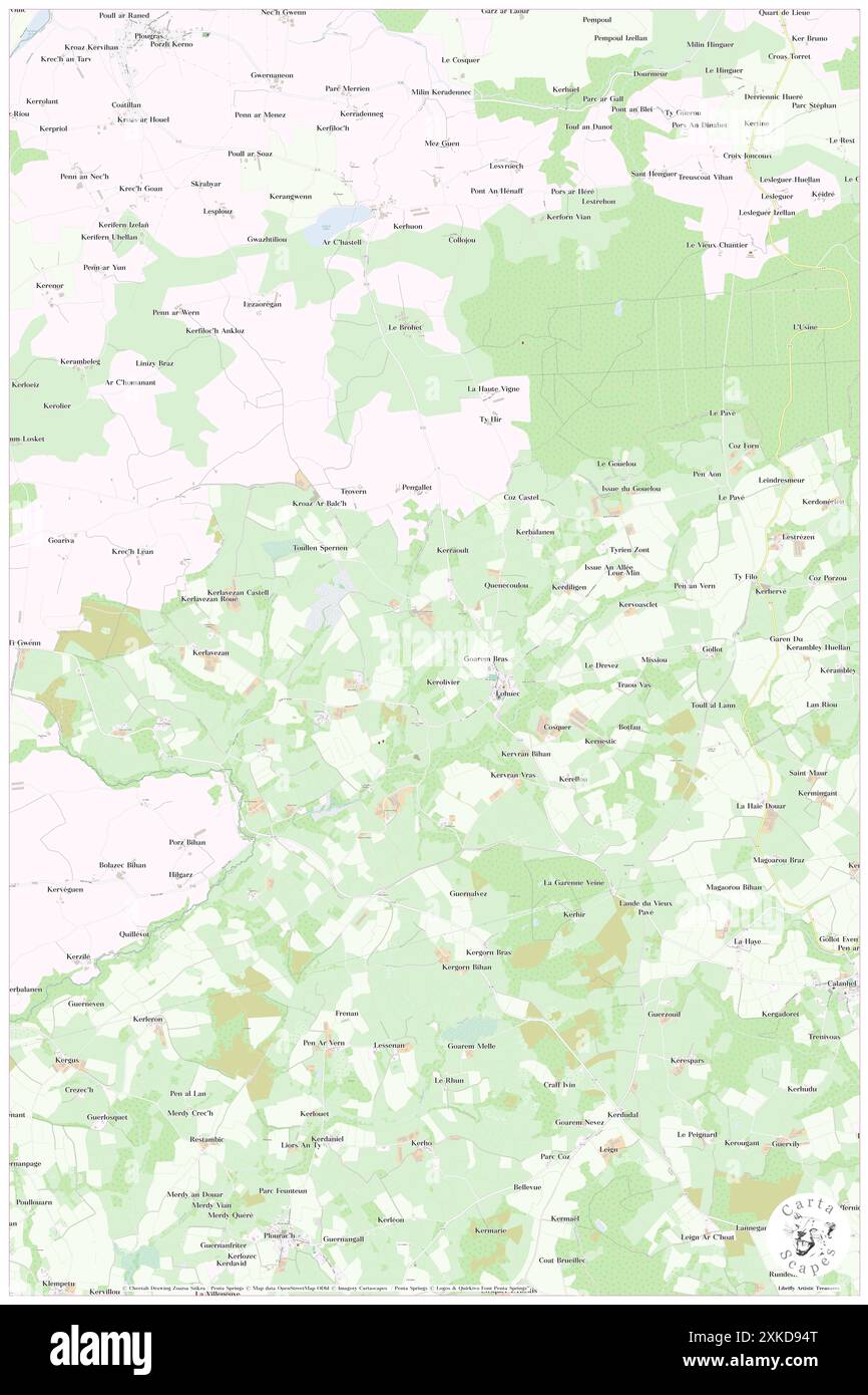 Lohuec, Côtes-d'Armor, FR, Francia, Bretagna, N 48 27' 37'', S 3 31' 18'', MAP, Cartascapes Map pubblicata nel 2024. Esplora Cartascapes, una mappa che rivela i diversi paesaggi, culture ed ecosistemi della Terra. Viaggia attraverso il tempo e lo spazio, scoprendo l'interconnessione del passato, del presente e del futuro del nostro pianeta. Foto Stock