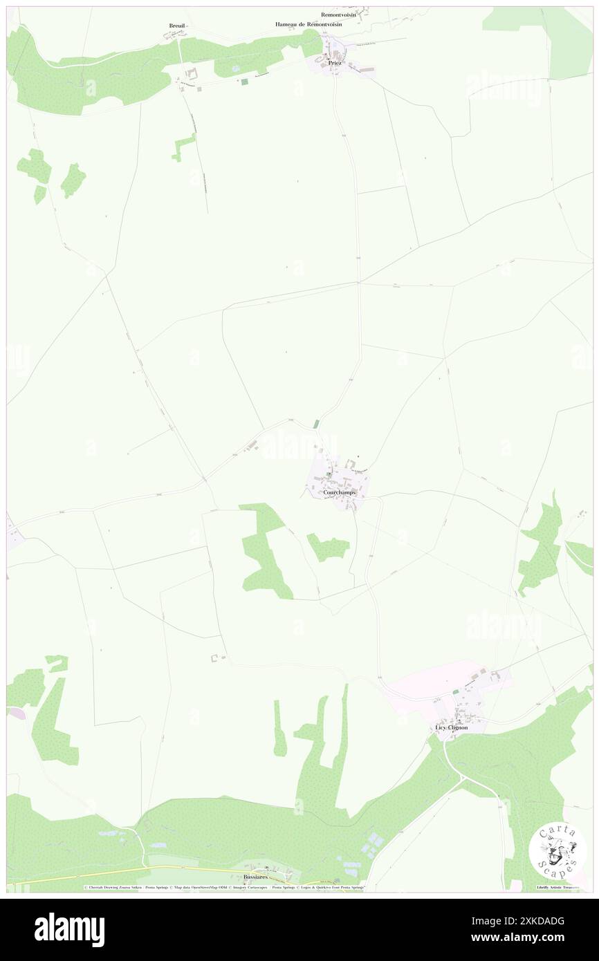 Courchamps, Aisne, FR, Francia, Hauts-de-France, N 49 6' 47'', N 3 15' 54'', MAP, Cartascapes Map pubblicata nel 2024. Esplora Cartascapes, una mappa che rivela i diversi paesaggi, culture ed ecosistemi della Terra. Viaggia attraverso il tempo e lo spazio, scoprendo l'interconnessione del passato, del presente e del futuro del nostro pianeta. Foto Stock