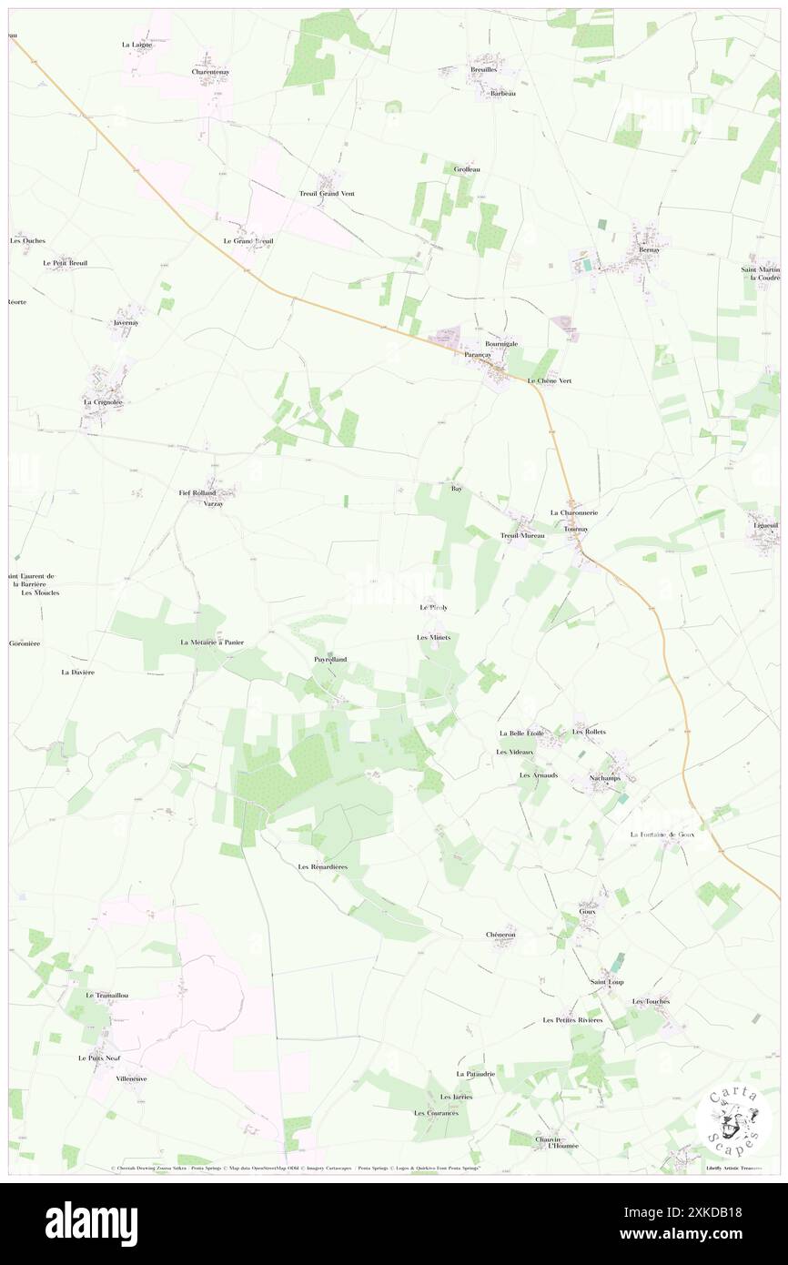 Puyrolland, Charente-Maritime, FR, Francia, Nouvelle-Aquitaine, N 46 2' 21'', S 0 37' 45'', MAP, Cartascapes Map pubblicata nel 2024. Esplora Cartascapes, una mappa che rivela i diversi paesaggi, culture ed ecosistemi della Terra. Viaggia attraverso il tempo e lo spazio, scoprendo l'interconnessione del passato, del presente e del futuro del nostro pianeta. Foto Stock