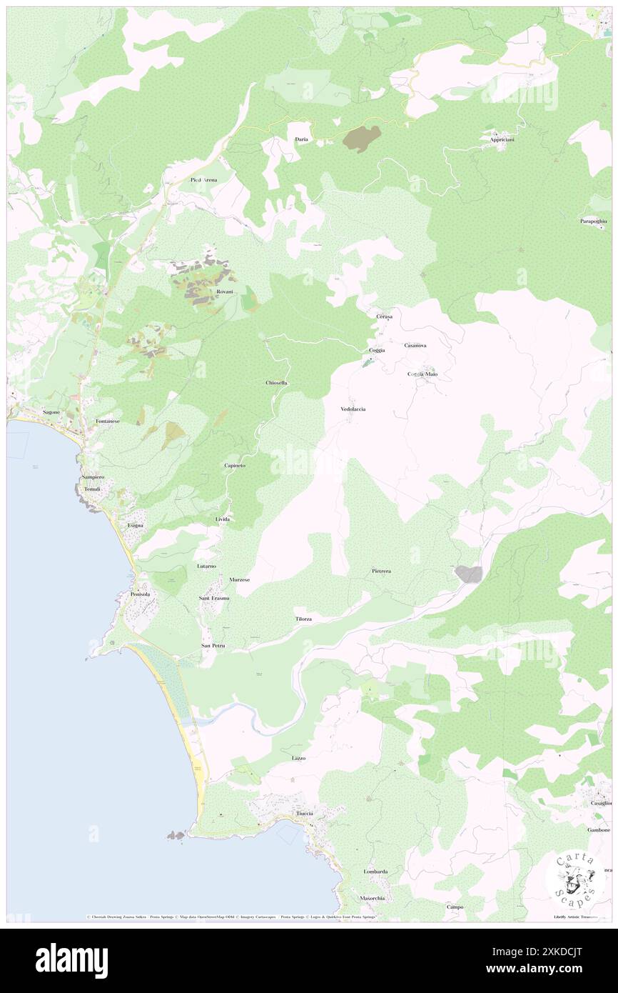 Coggia, Corsica del Sud, FR, Francia, Corsica, N 42 7' 23''', N 8 44' 56'', MAP, Cartascapes Map pubblicata nel 2024. Esplora Cartascapes, una mappa che rivela i diversi paesaggi, culture ed ecosistemi della Terra. Viaggia attraverso il tempo e lo spazio, scoprendo l'interconnessione del passato, del presente e del futuro del nostro pianeta. Foto Stock