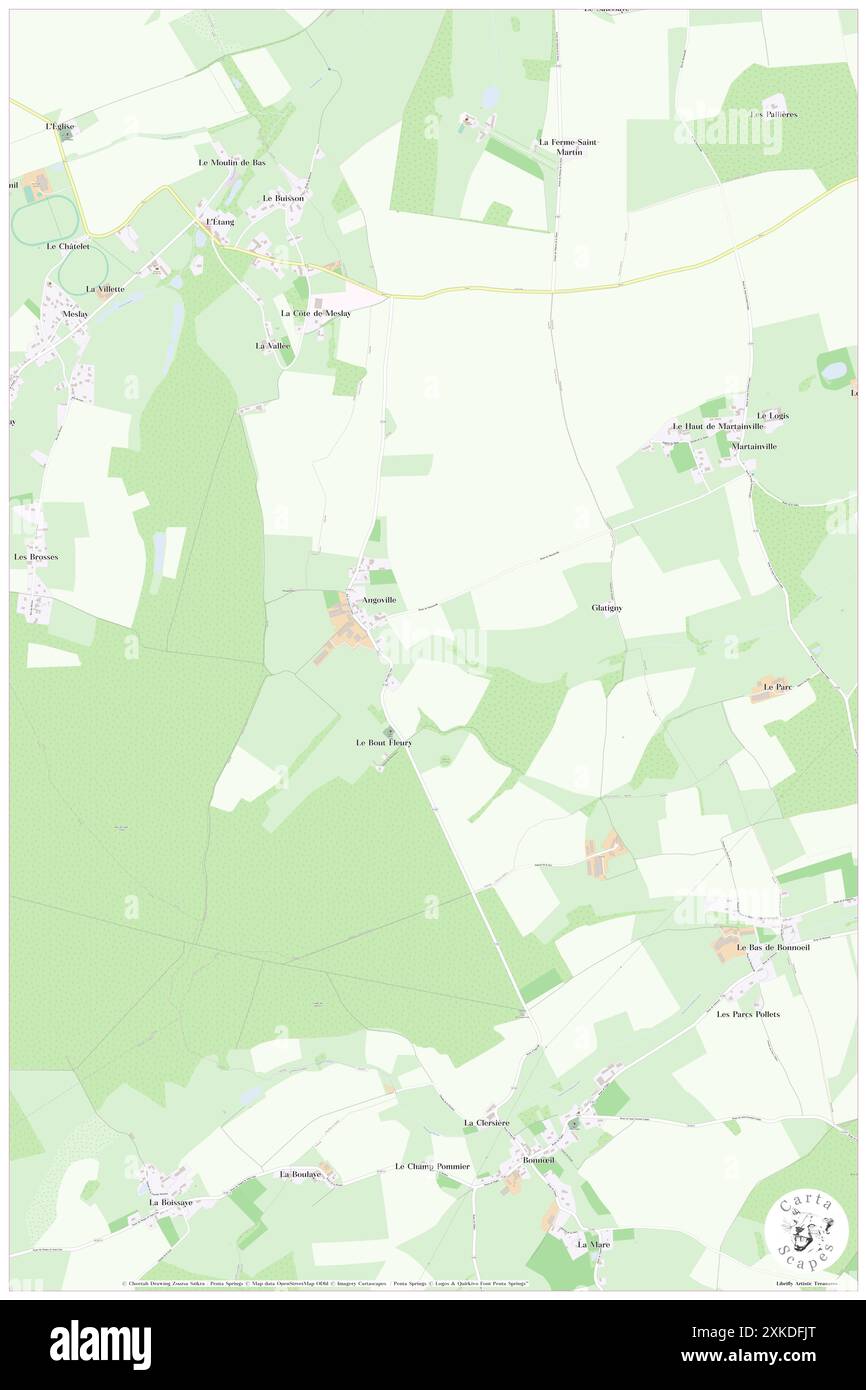 Angoville, Calvados, FR, Francia, Normandia, N 48 56' 40'', S 0 22' 41'', MAP, Cartascapes Map pubblicata nel 2024. Esplora Cartascapes, una mappa che rivela i diversi paesaggi, culture ed ecosistemi della Terra. Viaggia attraverso il tempo e lo spazio, scoprendo l'interconnessione del passato, del presente e del futuro del nostro pianeta. Foto Stock