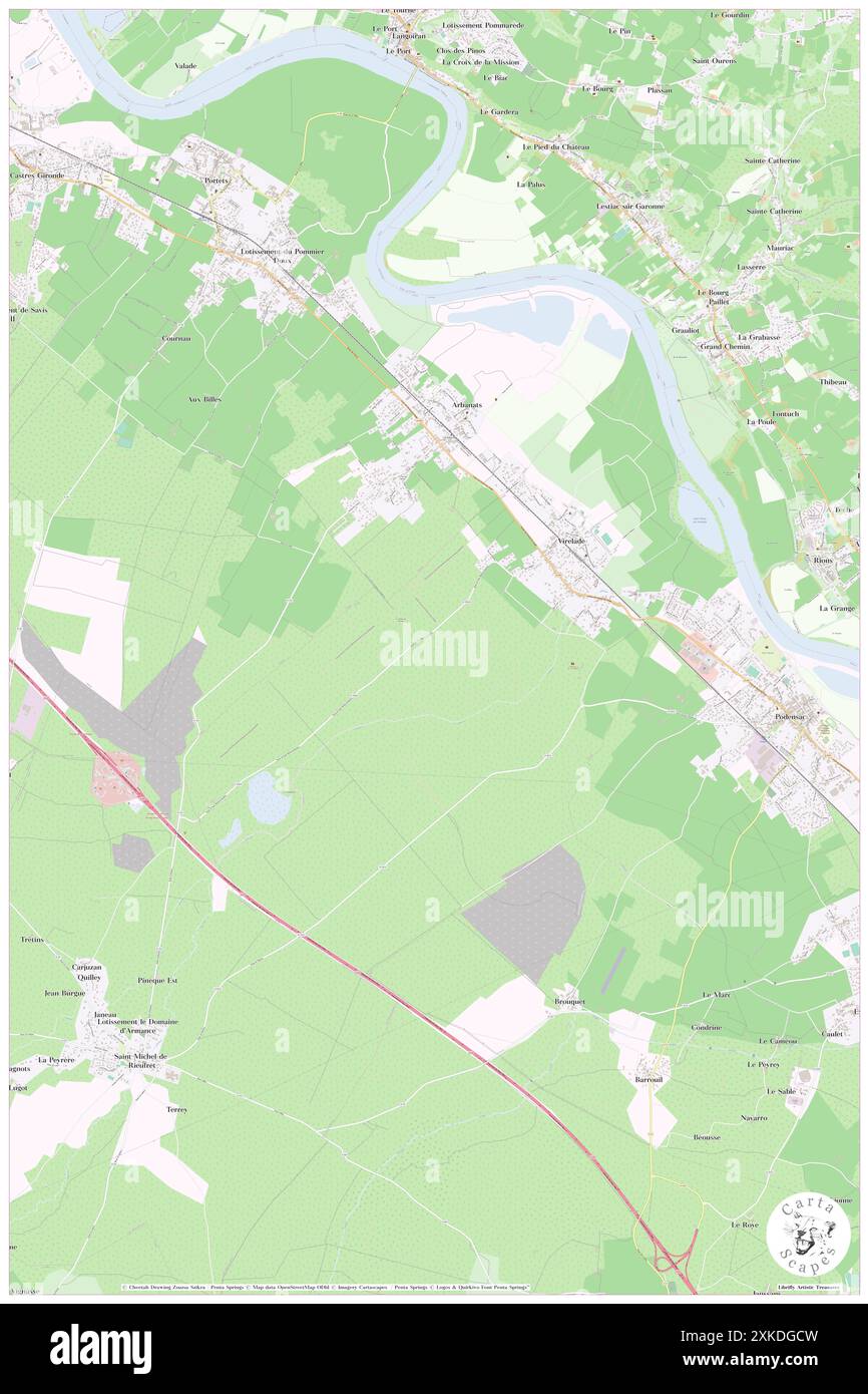 Virelade, Gironde, FR, Francia, Nouvelle-Aquitaine, N 44 39' 57'', S 0 22' 50'', MAP, Cartascapes Map pubblicata nel 2024. Esplora Cartascapes, una mappa che rivela i diversi paesaggi, culture ed ecosistemi della Terra. Viaggia attraverso il tempo e lo spazio, scoprendo l'interconnessione del passato, del presente e del futuro del nostro pianeta. Foto Stock