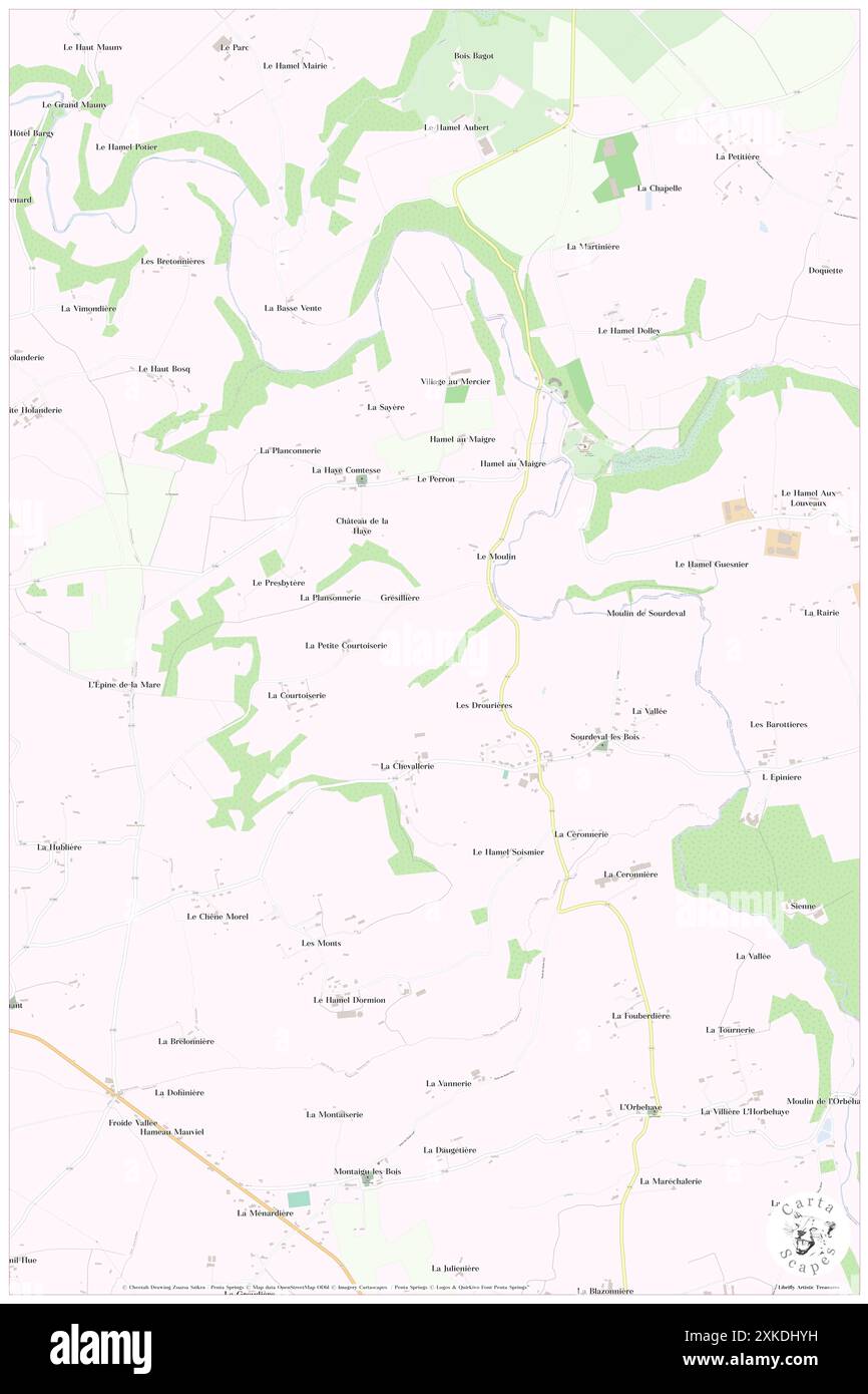 Sourdeval-les-Bois, Manche, FR, Francia, Normandia, N 48 54' 37'', S 1 15' 52'', MAP, Cartascapes Map pubblicata nel 2024. Esplora Cartascapes, una mappa che rivela i diversi paesaggi, culture ed ecosistemi della Terra. Viaggia attraverso il tempo e lo spazio, scoprendo l'interconnessione del passato, del presente e del futuro del nostro pianeta. Foto Stock