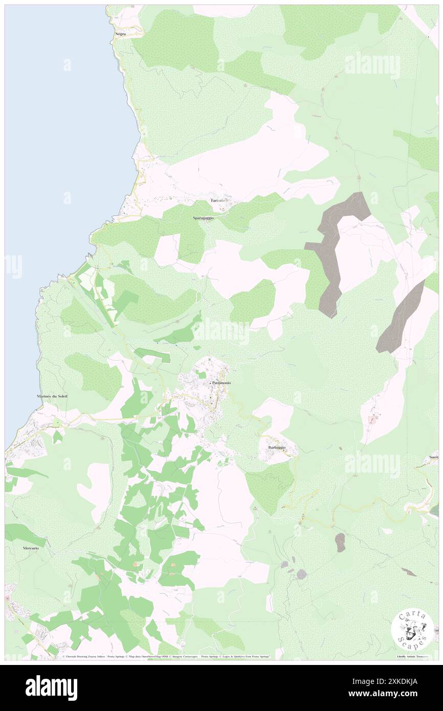 Patrimonio, FR, Francia, Corsica, N 42 42' 2'', N 9 21' 49'', mappa, Cartascapes Mappa pubblicata nel 2024. Esplora Cartascapes, una mappa che rivela i diversi paesaggi, culture ed ecosistemi della Terra. Viaggia attraverso il tempo e lo spazio, scoprendo l'interconnessione del passato, del presente e del futuro del nostro pianeta. Foto Stock