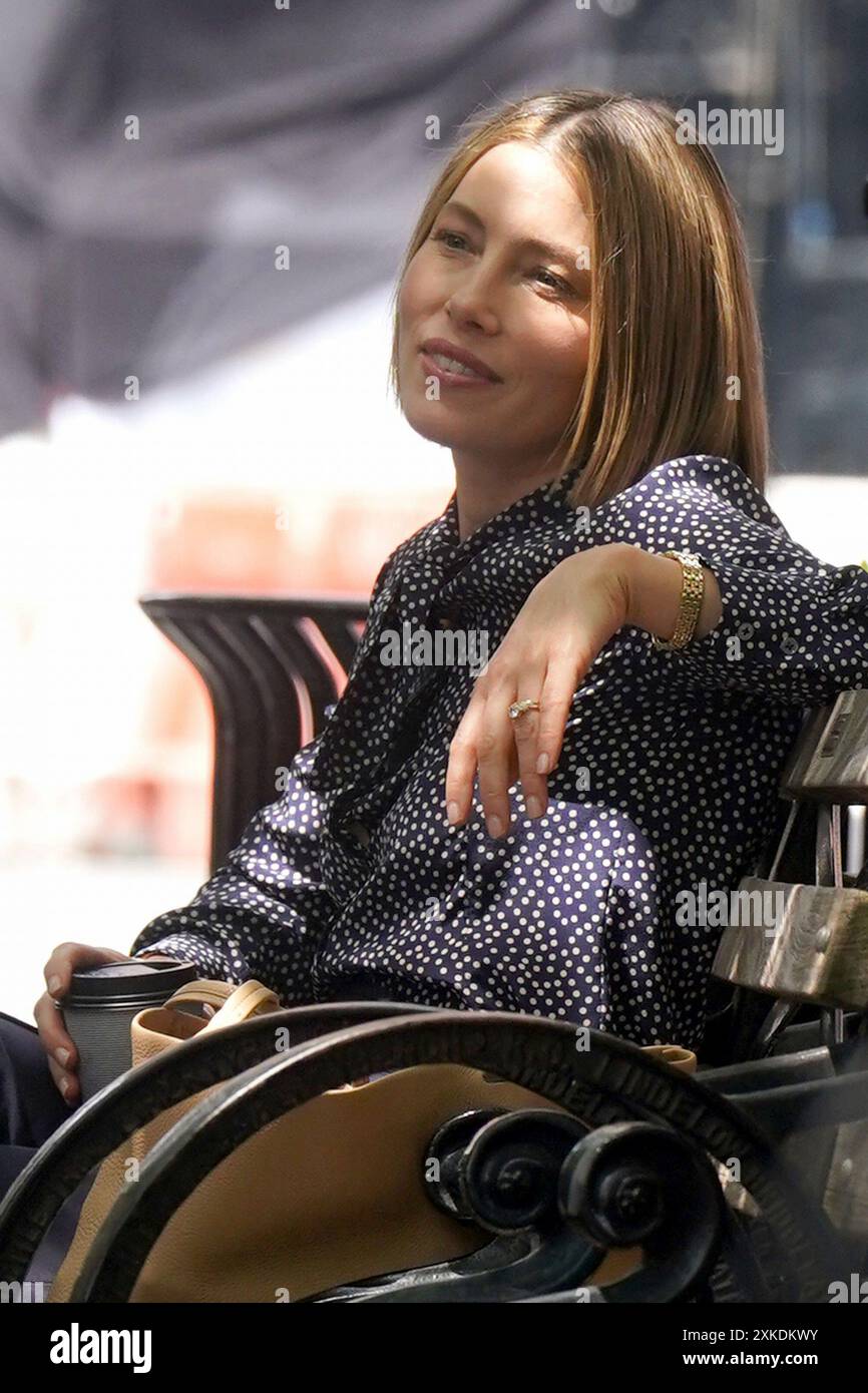 NY. 22 luglio 2024. Jessica Biel in location per LE riprese di THE BETTER SISTER a New York, New York, New York, 22 luglio 2024. Crediti: Kristin Callahan/Everett Collection/Alamy Live News Foto Stock