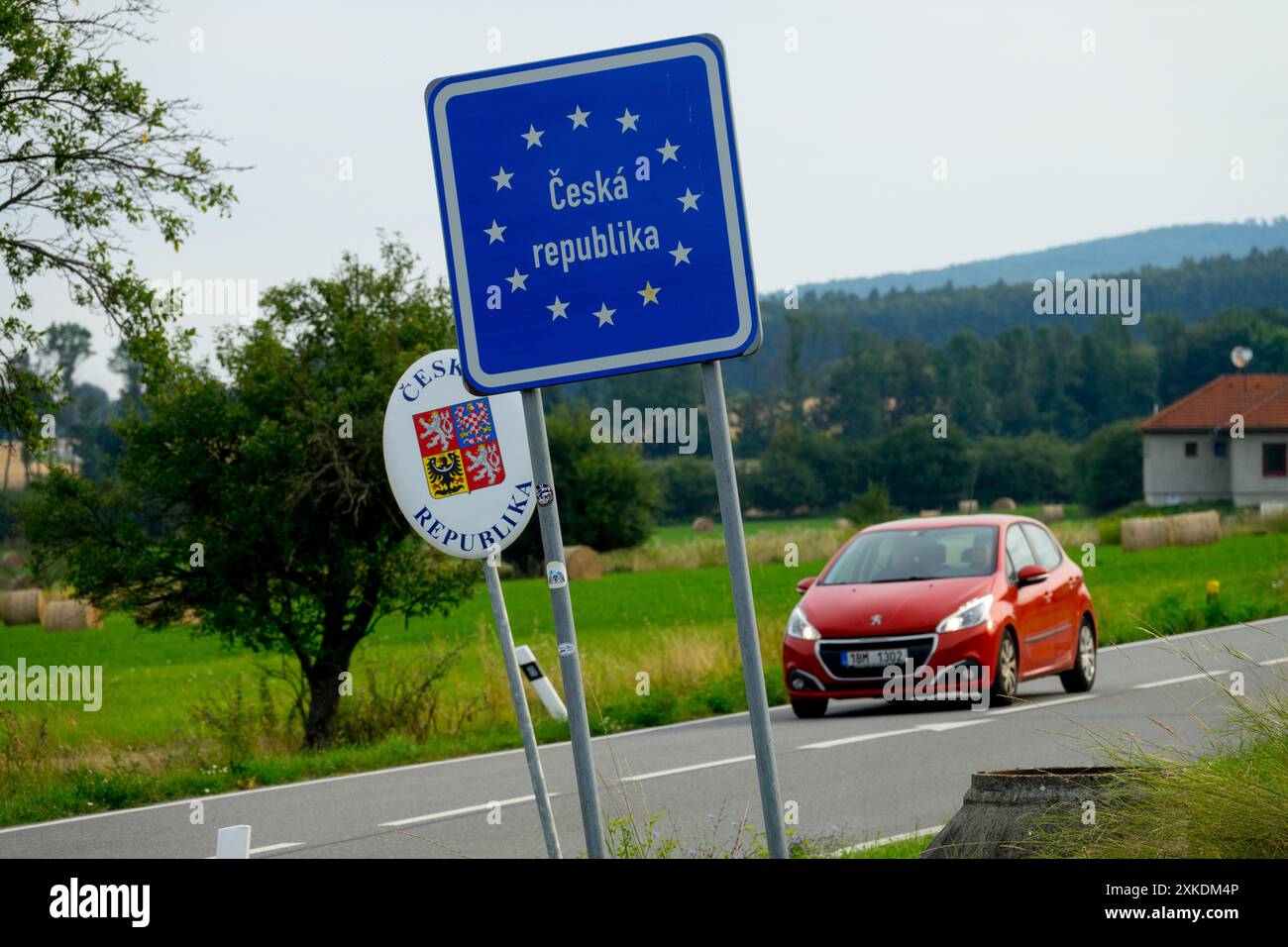 Segno di confine Repubblica Ceca Europa, Unione europea Foto Stock