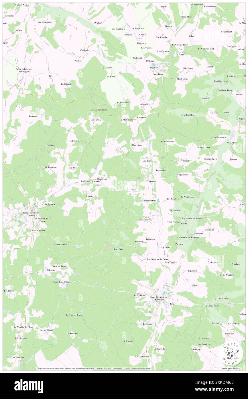 Chanterac, Dordogne, FR, Francia, Nouvelle-Aquitaine, N 45 10' 22'', N 0 26' 49'', MAP, Cartascapes Map pubblicata nel 2024. Esplora Cartascapes, una mappa che rivela i diversi paesaggi, culture ed ecosistemi della Terra. Viaggia attraverso il tempo e lo spazio, scoprendo l'interconnessione del passato, del presente e del futuro del nostro pianeta. Foto Stock