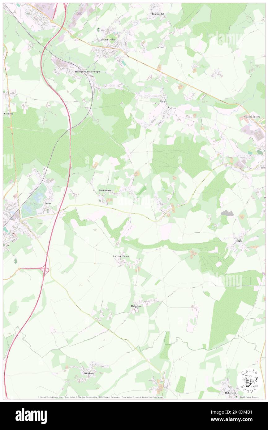 Verlincthun, Pas-de-Calais, FR, Francia, Hauts-de-France, N 50 37' 42'', N 1 40' 41'', MAP, Cartascapes Map pubblicata nel 2024. Esplora Cartascapes, una mappa che rivela i diversi paesaggi, culture ed ecosistemi della Terra. Viaggia attraverso il tempo e lo spazio, scoprendo l'interconnessione del passato, del presente e del futuro del nostro pianeta. Foto Stock