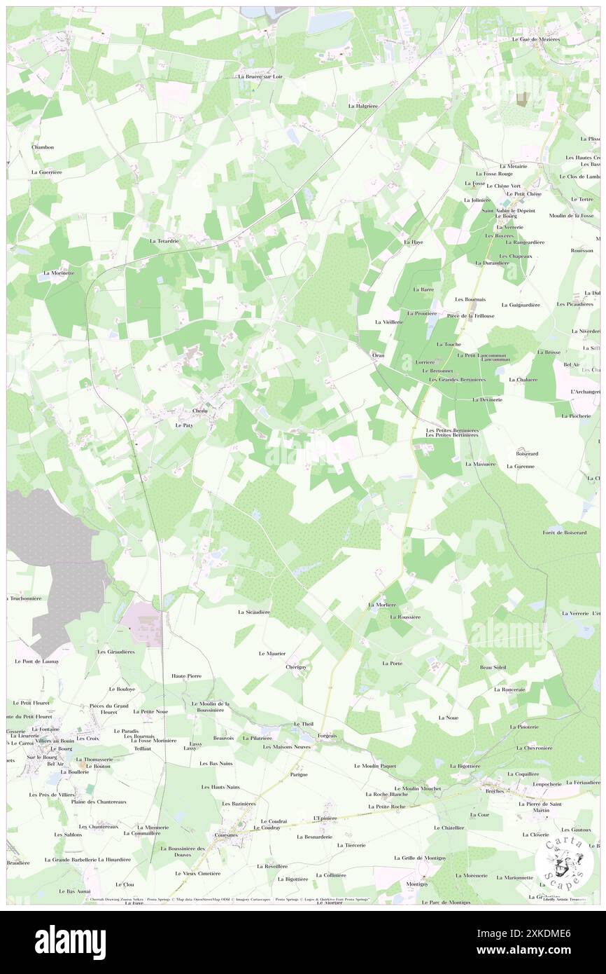 Chenu, Sarthe, FR, Francia, Pays de la Loire, N 47 36' 47'', N 0 20' 13'', mappa, Cartascapes Mappa pubblicata nel 2024. Esplora Cartascapes, una mappa che rivela i diversi paesaggi, culture ed ecosistemi della Terra. Viaggia attraverso il tempo e lo spazio, scoprendo l'interconnessione del passato, del presente e del futuro del nostro pianeta. Foto Stock