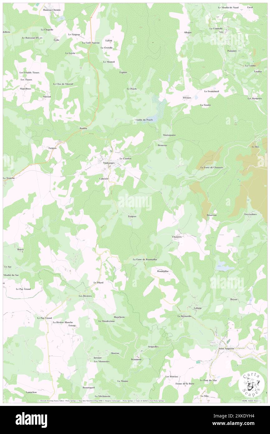 Madranges, Corrèze, FR, Francia, Nouvelle-Aquitaine, N 45 28' 30'', N 1 47' 25'', MAP, Cartascapes Map pubblicata nel 2024. Esplora Cartascapes, una mappa che rivela i diversi paesaggi, culture ed ecosistemi della Terra. Viaggia attraverso il tempo e lo spazio, scoprendo l'interconnessione del passato, del presente e del futuro del nostro pianeta. Foto Stock