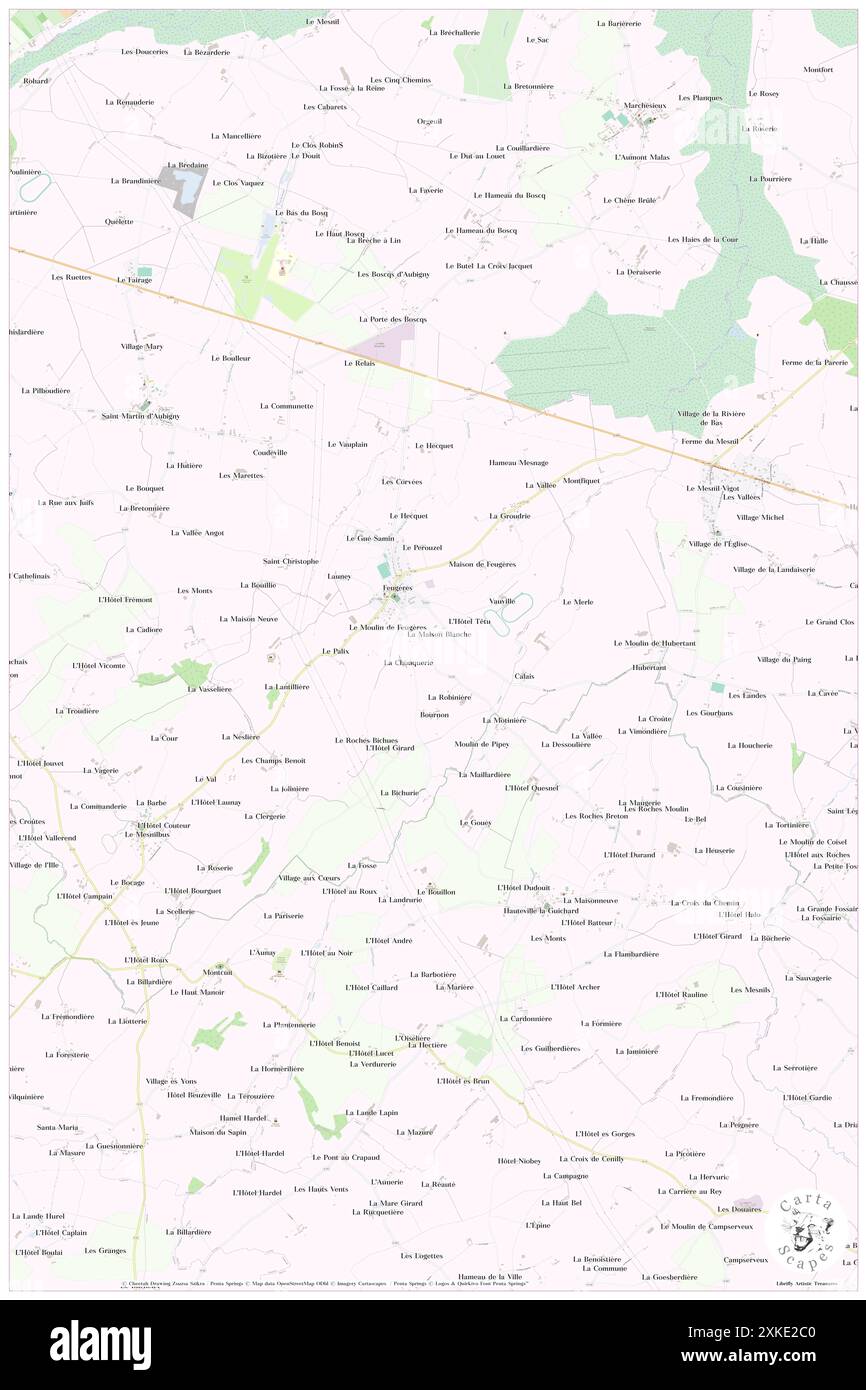 Feugeres, Manche, FR, Francia, Normandia, N 49 9' 3'', S 1 19' 13'', MAP, Cartascapes Map pubblicata nel 2024. Esplora Cartascapes, una mappa che rivela i diversi paesaggi, culture ed ecosistemi della Terra. Viaggia attraverso il tempo e lo spazio, scoprendo l'interconnessione del passato, del presente e del futuro del nostro pianeta. Foto Stock