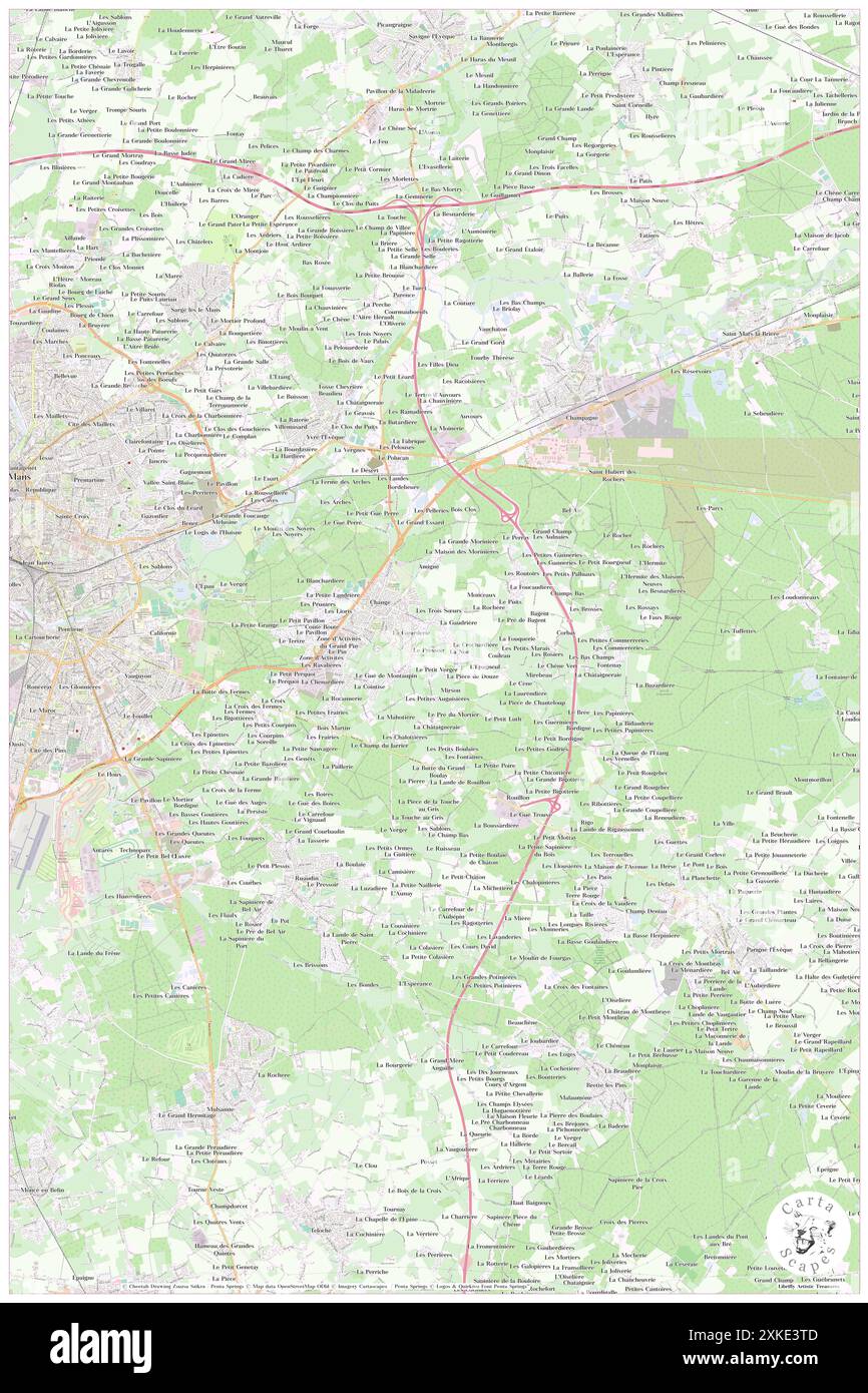 Change, Sarthe, FR, Francia, Pays de la Loire, N 47 59' 16'', N 0 16' 54'', MAP, Cartascapes Map pubblicata nel 2024. Esplora Cartascapes, una mappa che rivela i diversi paesaggi, culture ed ecosistemi della Terra. Viaggia attraverso il tempo e lo spazio, scoprendo l'interconnessione del passato, del presente e del futuro del nostro pianeta. Foto Stock