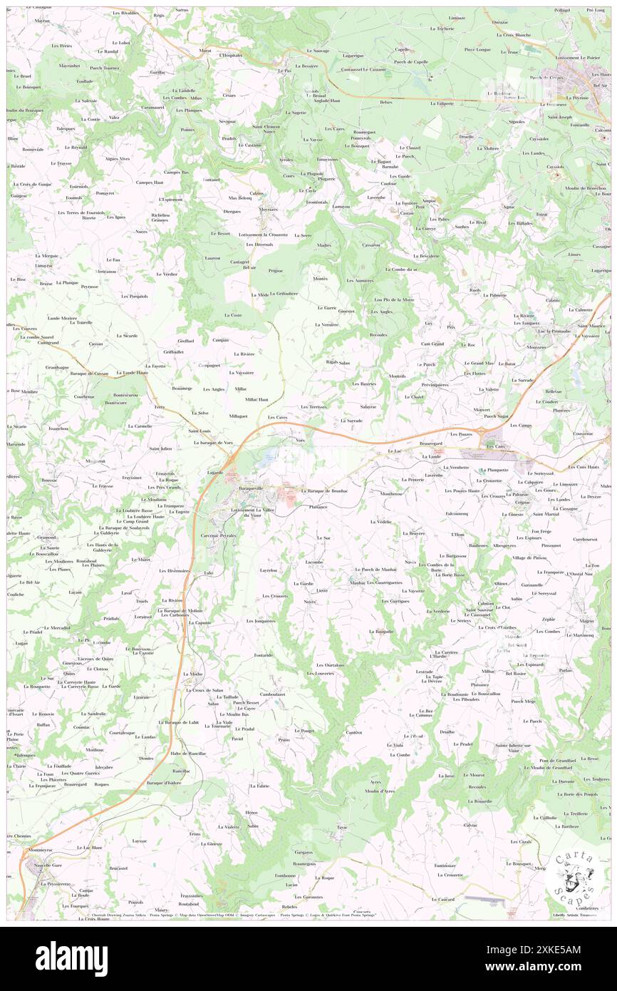 Baraqueville, Aveyron, FR, Francia, Occitanie, N 44 16' 36'', N 2 25' 58'', MAP, Cartascapes Map pubblicata nel 2024. Esplora Cartascapes, una mappa che rivela i diversi paesaggi, culture ed ecosistemi della Terra. Viaggia attraverso il tempo e lo spazio, scoprendo l'interconnessione del passato, del presente e del futuro del nostro pianeta. Foto Stock