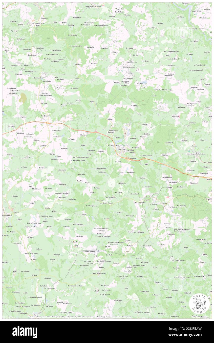 Saint-Vaury, Creuse, FR, Francia, Nouvelle-Aquitaine, N 46 12' 14'', N 1 45' 21'', MAP, Cartascapes Map pubblicata nel 2024. Esplora Cartascapes, una mappa che rivela i diversi paesaggi, culture ed ecosistemi della Terra. Viaggia attraverso il tempo e lo spazio, scoprendo l'interconnessione del passato, del presente e del futuro del nostro pianeta. Foto Stock